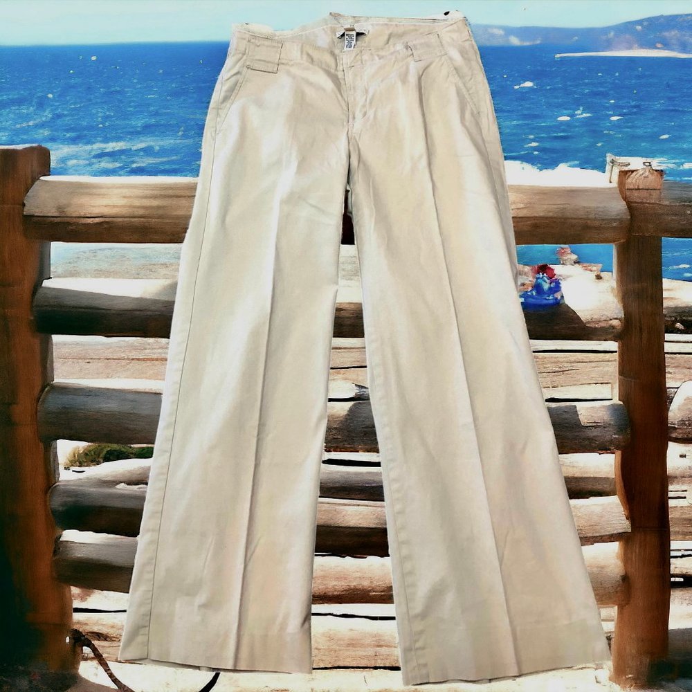 Banana Republic Ivory Palazzo Wide Leg Chino Pant ALTERED LENGTH - Picture 2 of 7